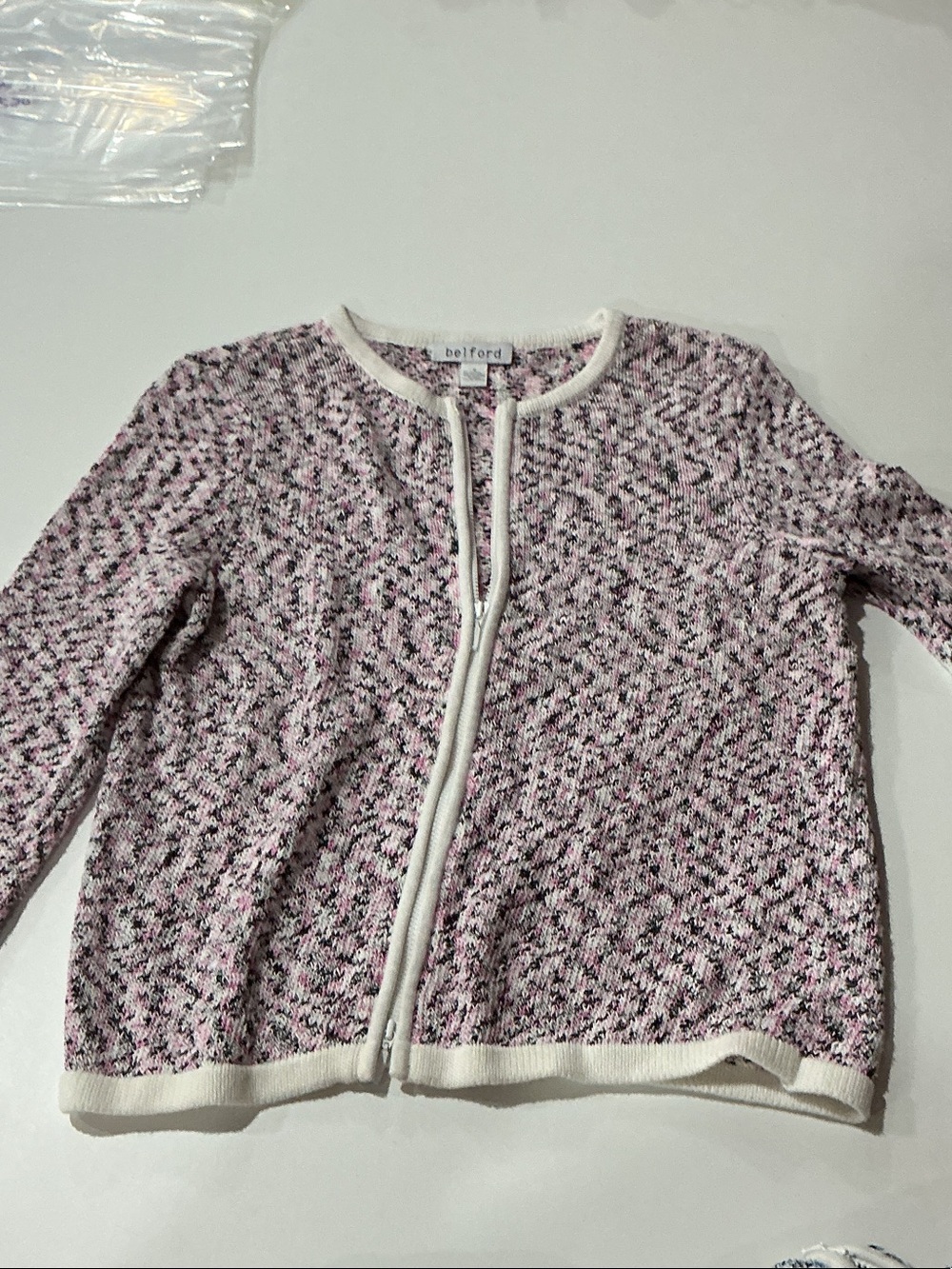 Belford Pink Patterned Knit Cardigan Sweater
